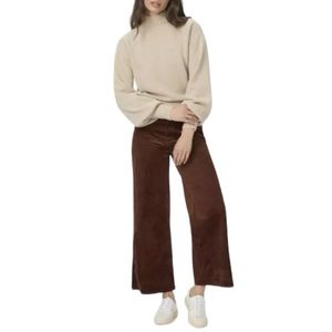 PAIGE Vintage Brown Courdory cropped wide Leg trousers